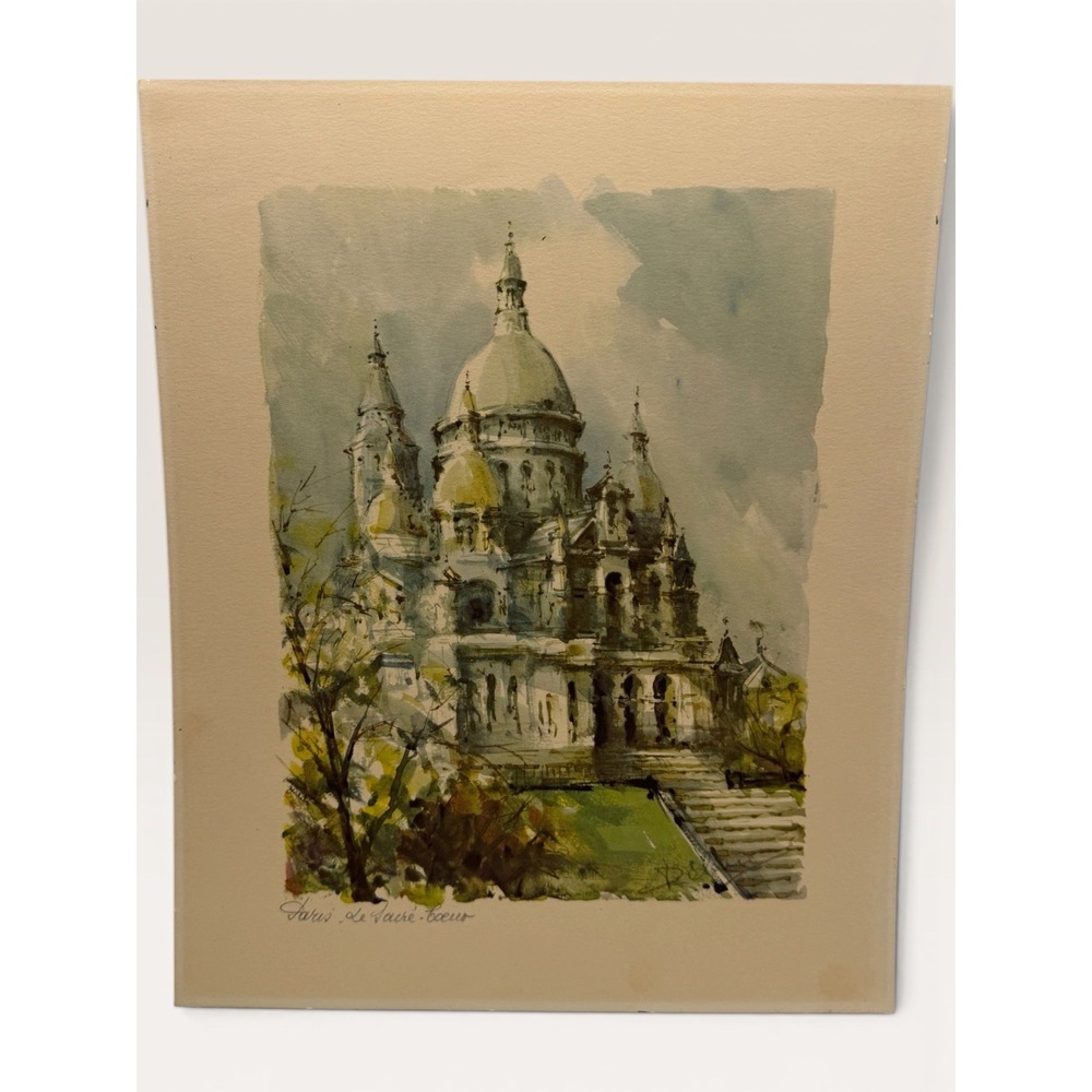 Lucien Delarue Lithograph Paris Le Sacre-Coeur Print 70's 11" x 14" Montmartre